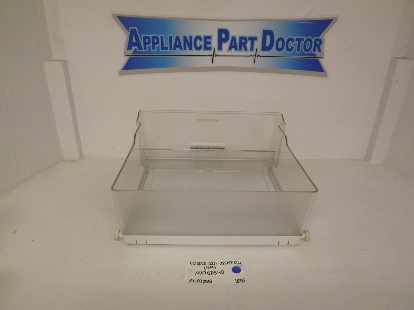 Whirlpool Refrigerator W10758540 Crisper Pan Assembly (Left) Used Whirlpool Refrigerator W10758540 Crisper Pan Assembly (Left) Used